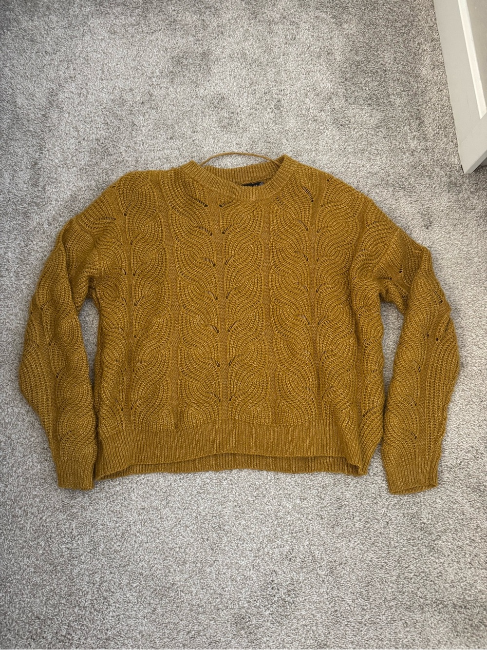 Vero Moda Mustard Cable Knit Crewneck Sweater